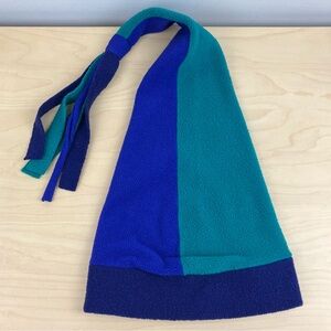 Vintage Winter Fleece Jester Long Stocking Hat Tassels Tri-Tone Purple Teal